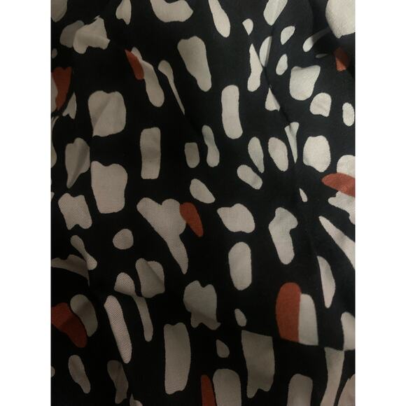 NWT ECOWISH LONG SLEEVE‎ BLACK/WHITE/RUST V-NECK HIGH SPLIT WRAP DRESS SMALL - Picture 7 of 8